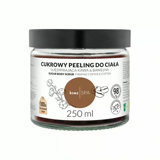 Cukrowy peeling do ciała Ujędrniająca Kawa & Bawełna HomeSPA | Manufaktura Nova Kosmetyki