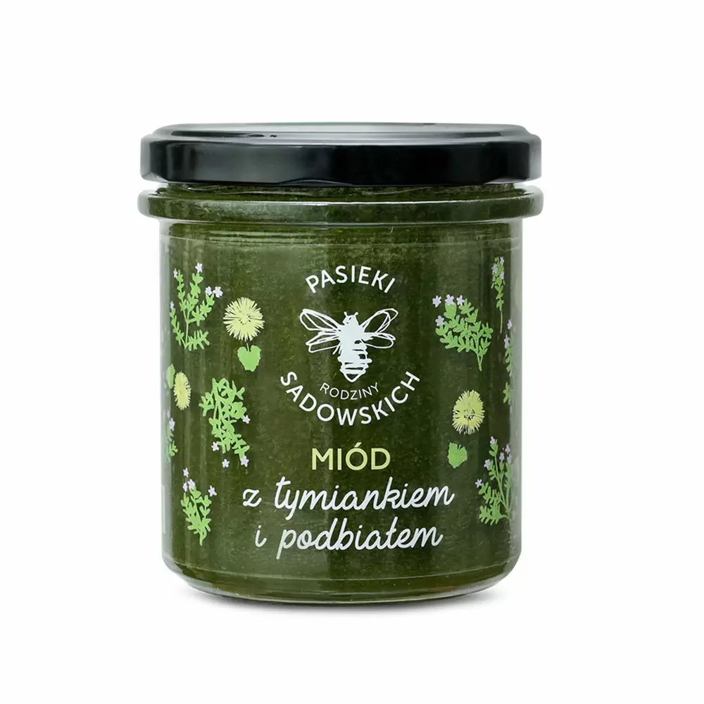 Miód z tymiankiem i podbiałem | Pasieki Rodziny Sadowskich